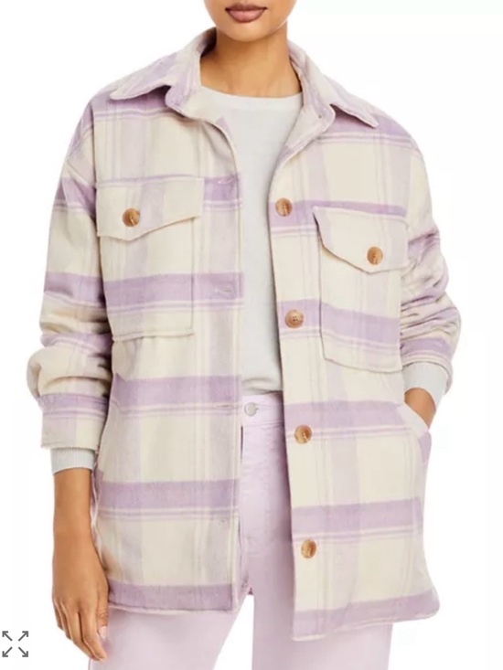 Aqua Jackets & Blazers - Aqua Lavender and Cream Plaid Utility Shacket